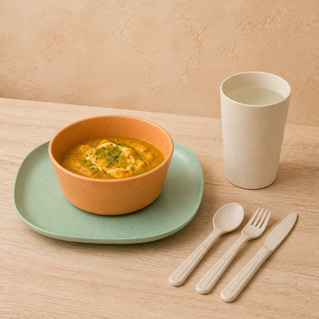 Zen Dinner Essentials - Wakaba plate, in use