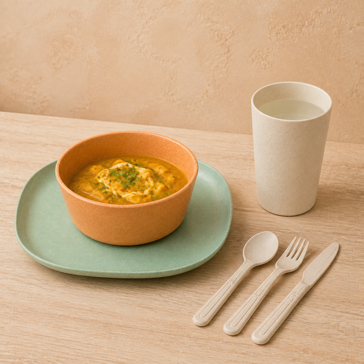 Zen Dinner Essentials - Wakaba plate, in use